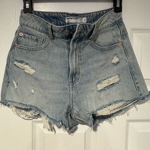 Garage Blue Distressed Jean Shorts High-Waisted